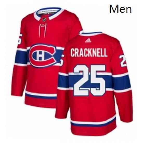 Mens Adidas Montreal Canadiens 25 Adam Cracknell Authentic Red Home NHL Jersey